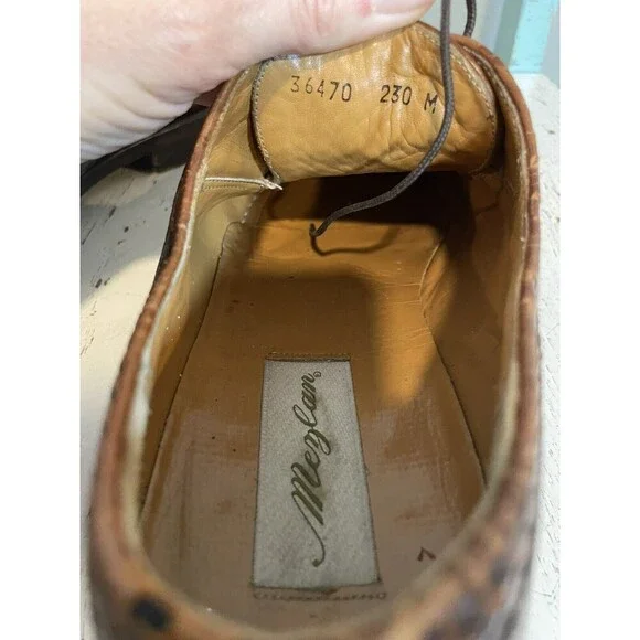 Mezlan Mens Size 10 M Salinas‎ Genuine Crocodile Brown Leather Shoes Cap Toe
